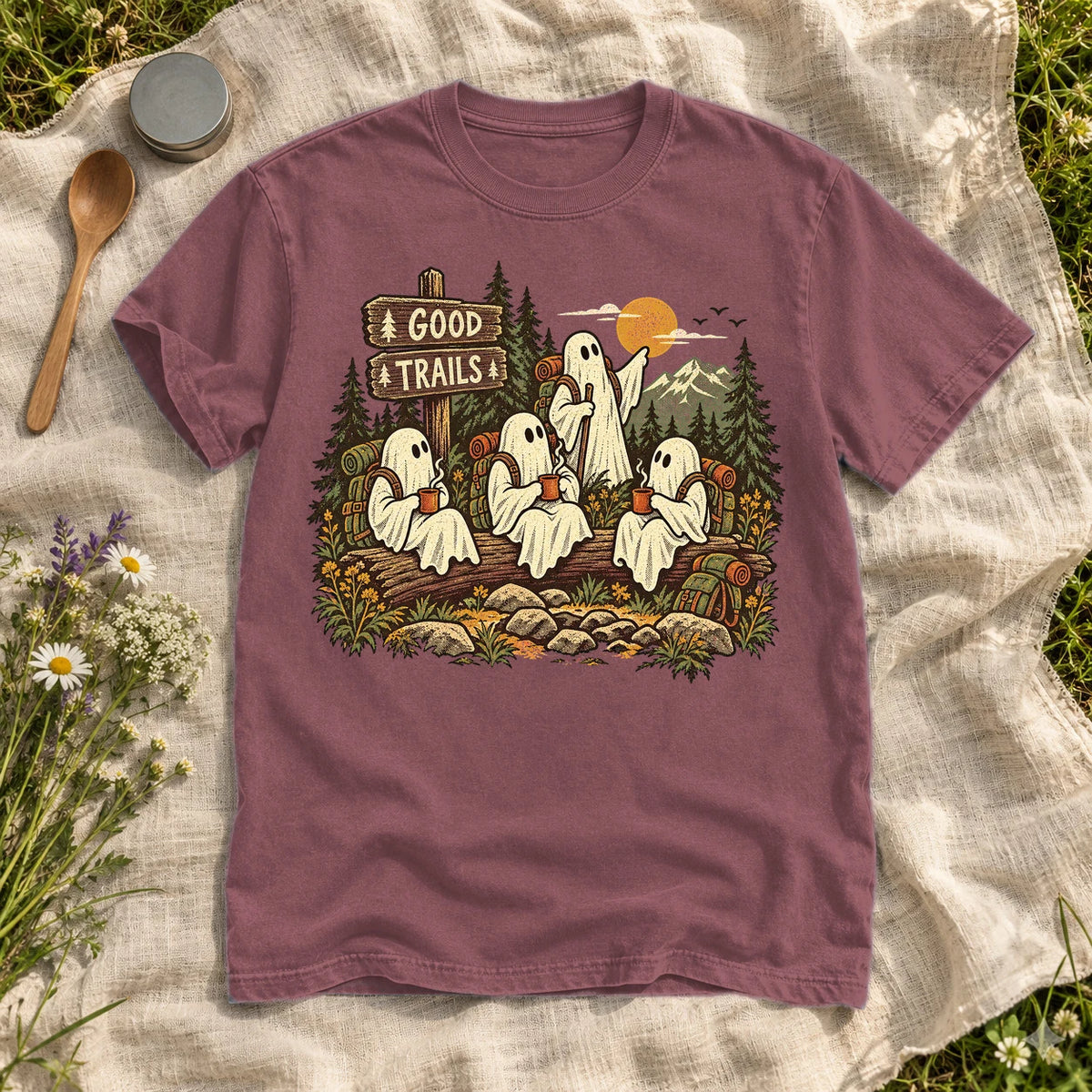 Good Trails Ghost Hikers Graphic Tee on Brick Premium Tee