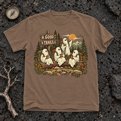 Good Trails Ghost Hikers Graphic Tee on Espresso Premium Tee