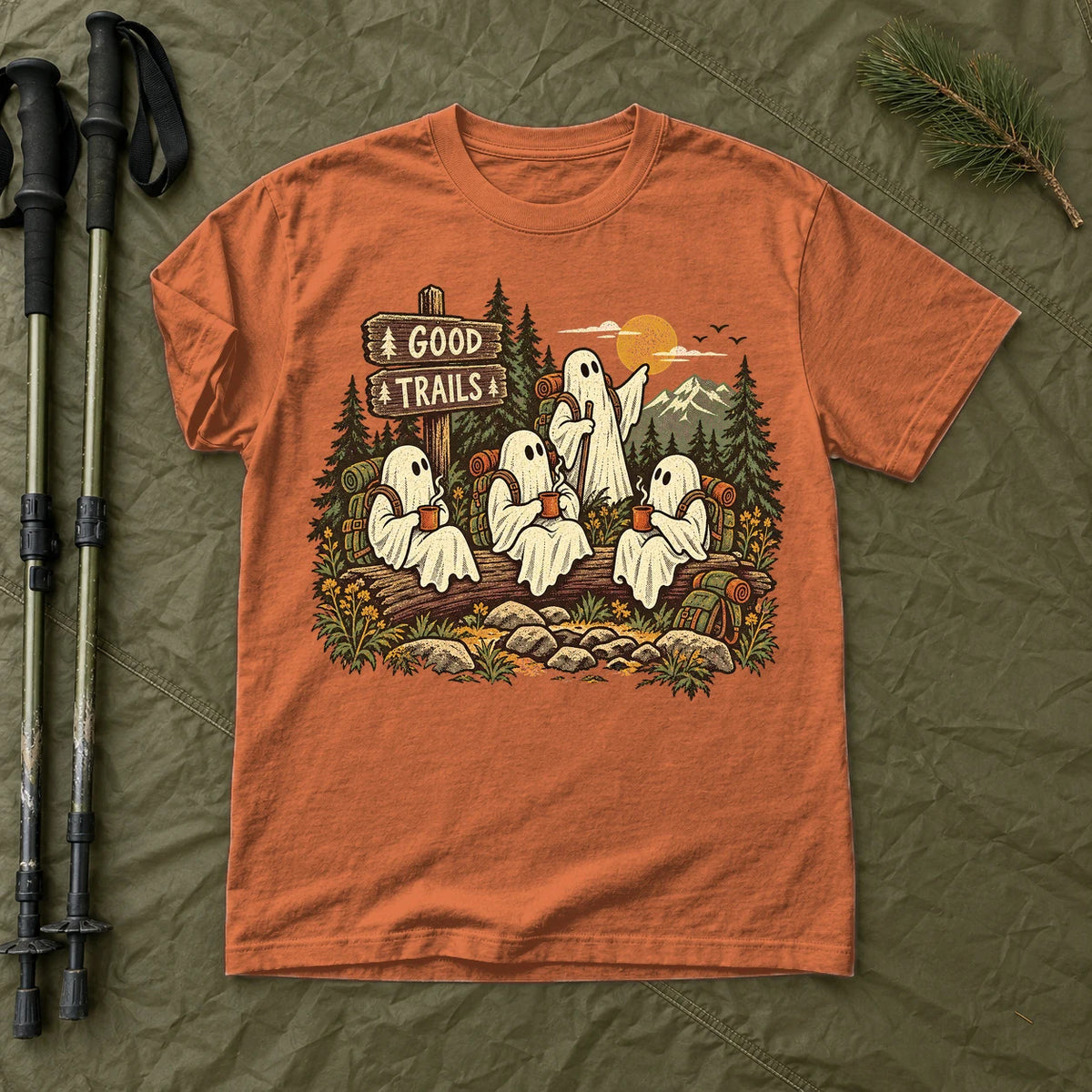 Good Trails Ghost Hikers Graphic Tee on Yam Premium Tee