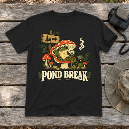 Pond Break Frog Graphic Tee on Black Everyday Soft Tee