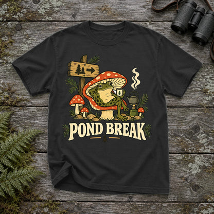 Pond Break Frog Graphic Tee on Black Premium Tee