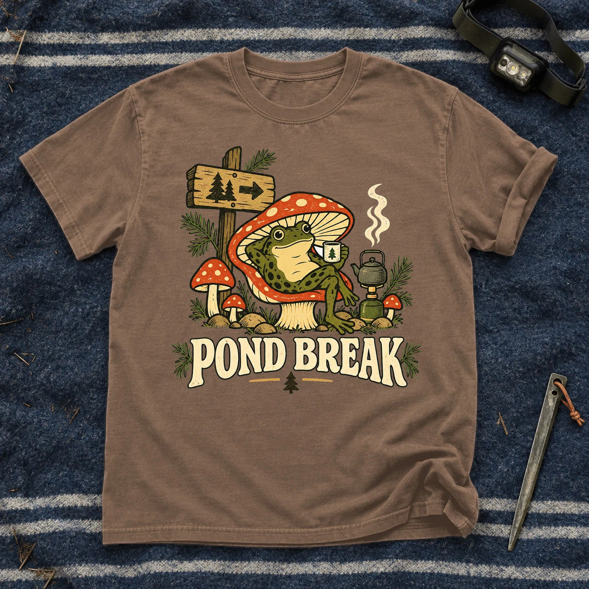 Pond Break Frog Graphic Tee on Espresso Premium Tee