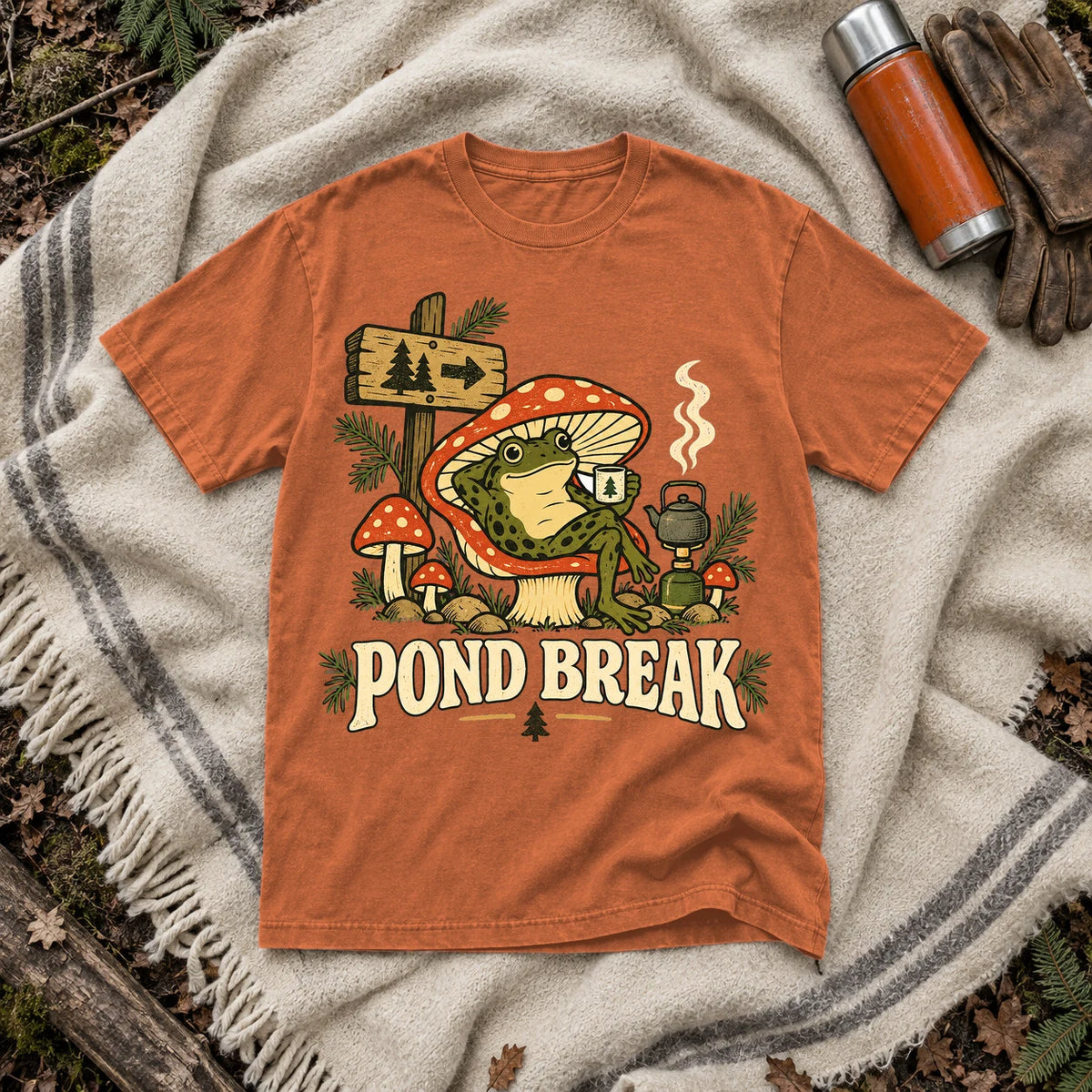 Pond Break Frog Graphic Tee on Yam Premium Tee