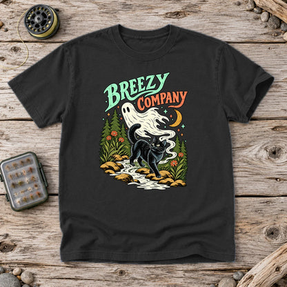 Breezy Company Ghost & Cat Graphic Tee on Black Premium Tee