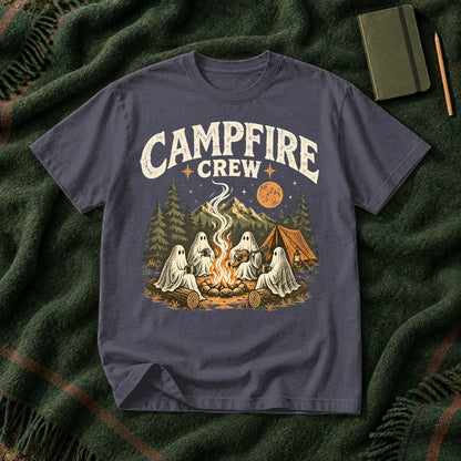 Campfire Crew Retro Ghost Graphic Tee on Navy Premium Tee