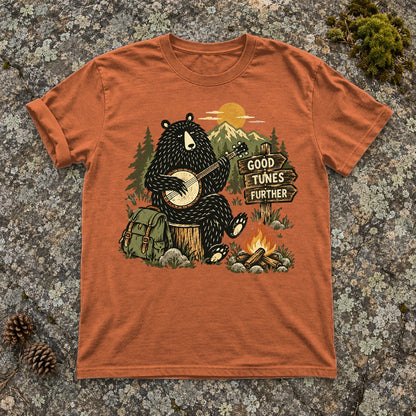 Good Tunes Further Banjo Bear Graphic Tee on Yam Premium Tee