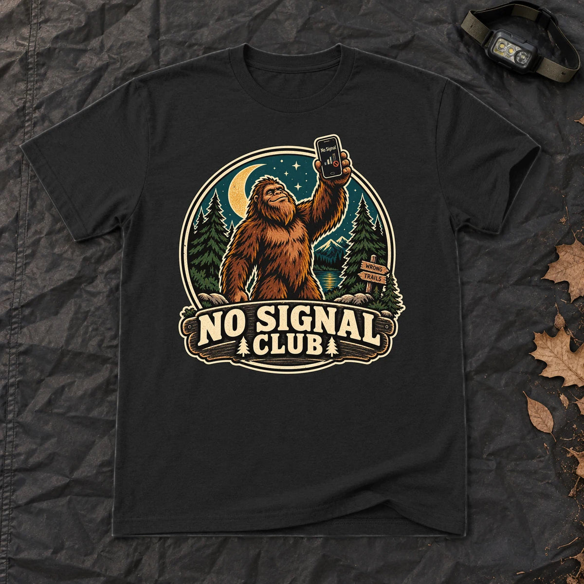 No Signal Club Bigfoot Graphic Tee on Black Everyday Soft Tee