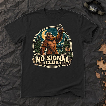 No Signal Club Bigfoot Graphic Tee on Black Everyday Soft Tee
