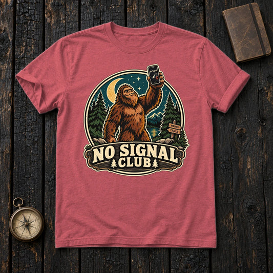No Signal Club Bigfoot Graphic Tee on Heather Red Everyday Soft Tee