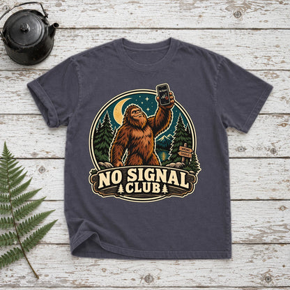 No Signal Club Bigfoot Graphic Tee on Navy Premium Tee