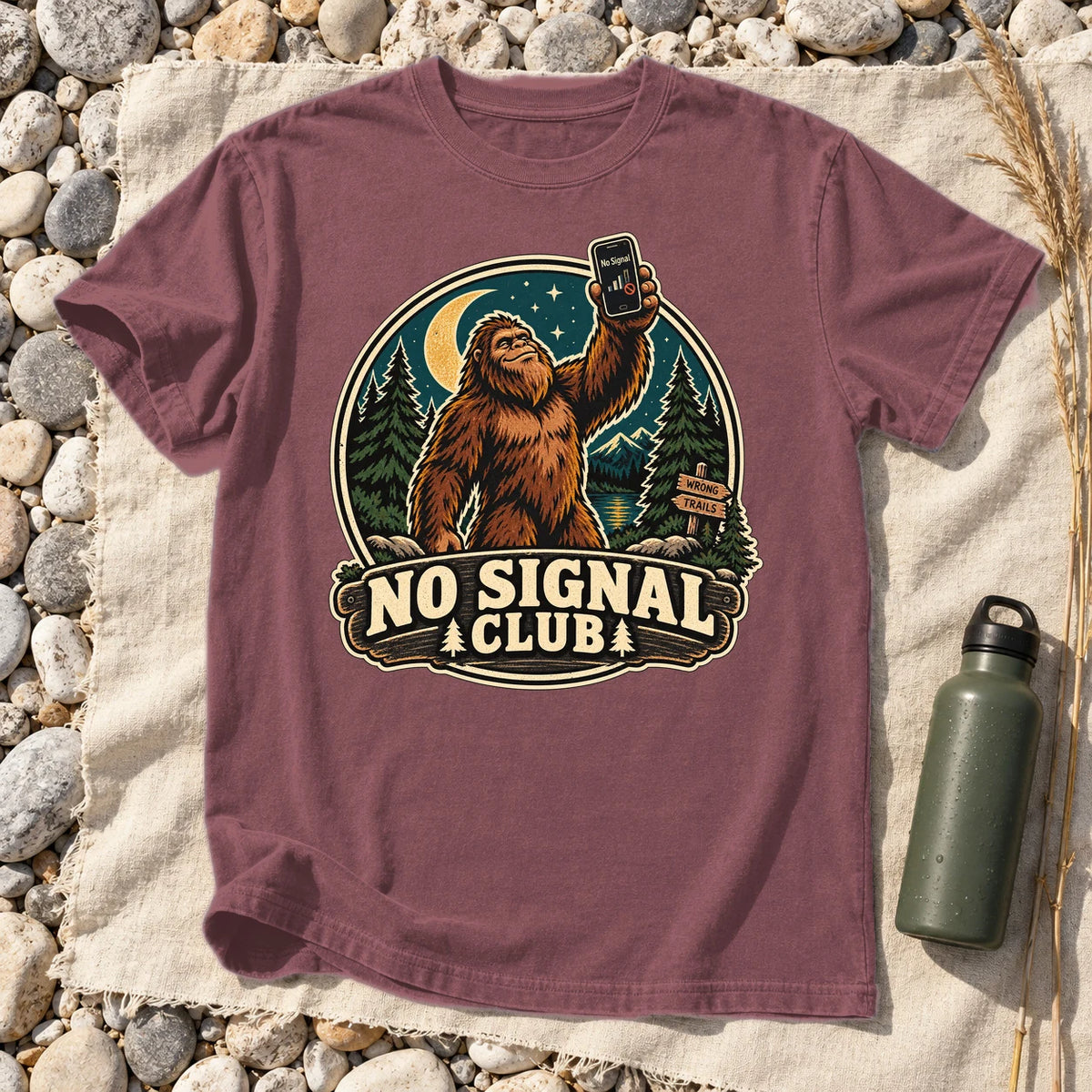 No Signal Club Bigfoot Graphic Tee on Brick Premium Tee