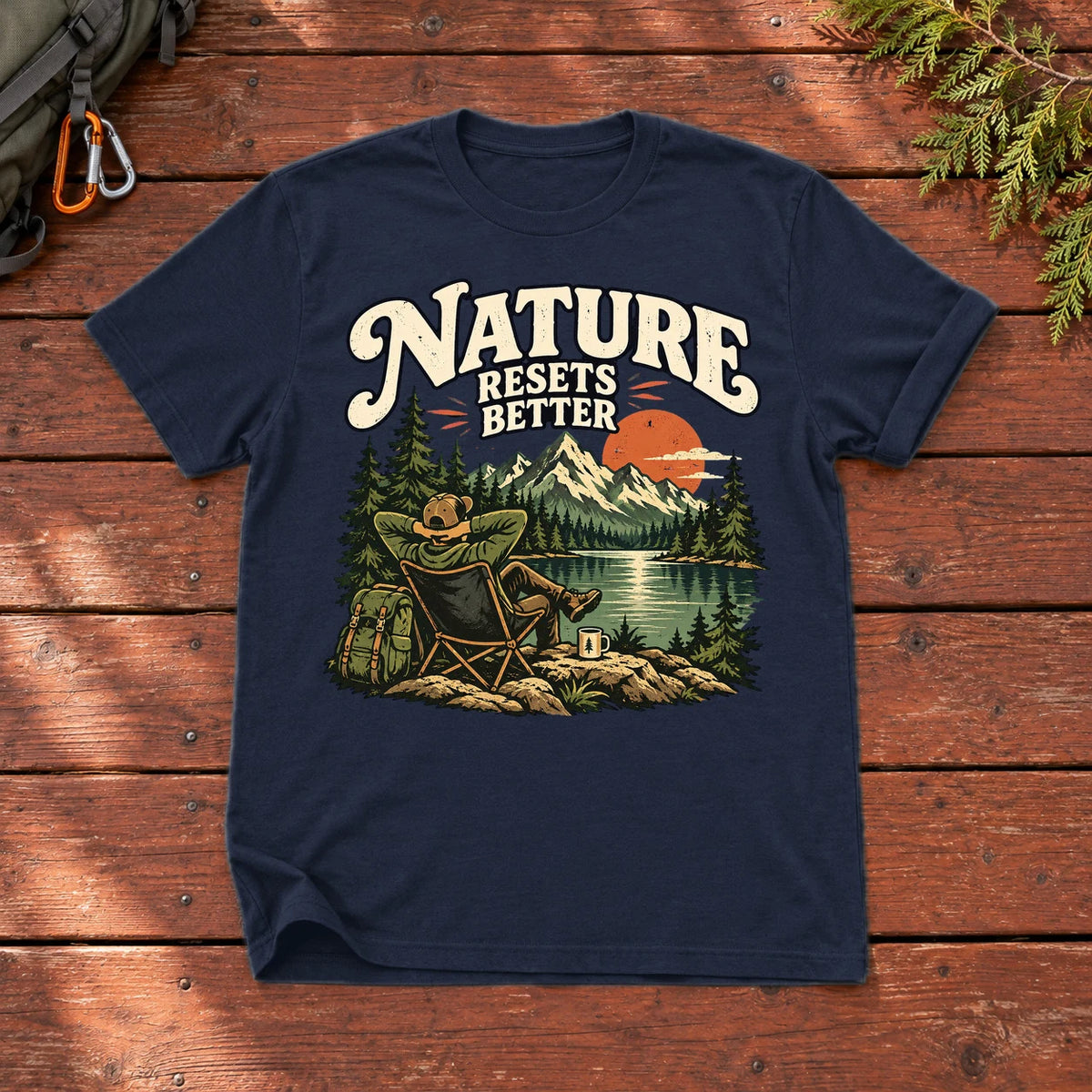 Nature Resets Better Graphic Tee on Navy Everyday Soft Tee