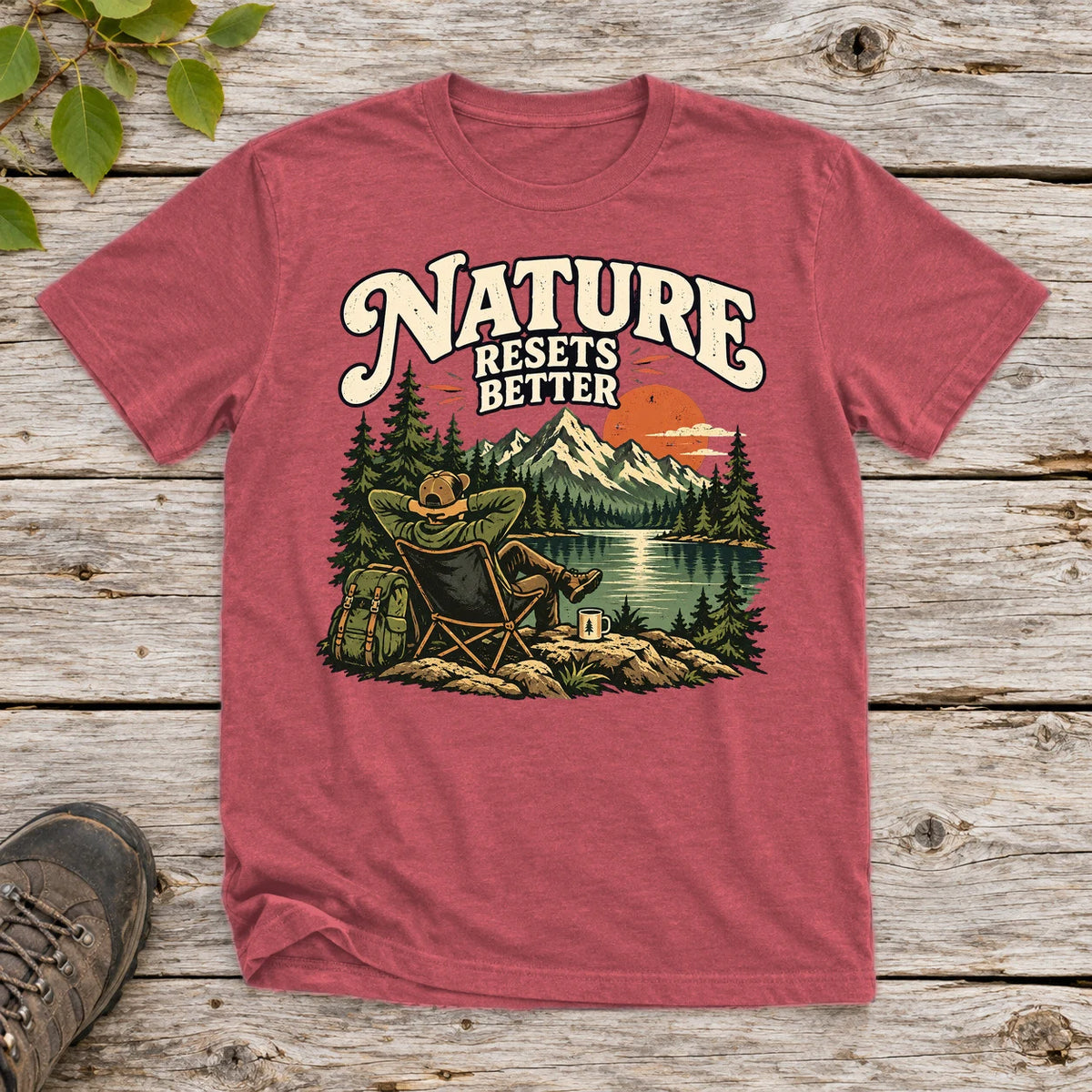 Nature Resets Better Graphic Tee on Heather Red Everyday Soft Tee