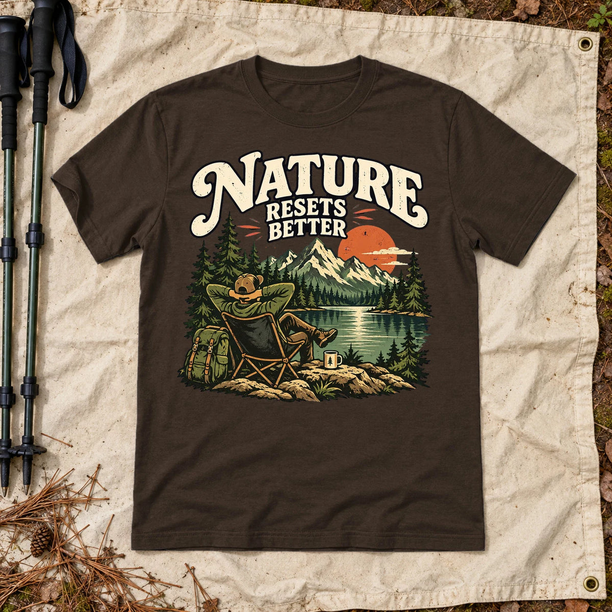Nature Resets Better Graphic Tee on Dark Chocolate Everyday Soft Tee