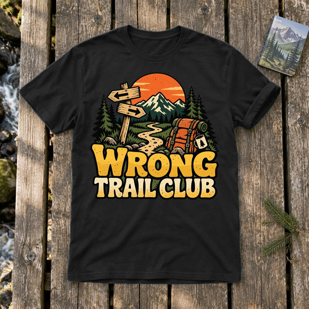Wrong Trail Club Graphic Tee on Black Everyday Soft Tee