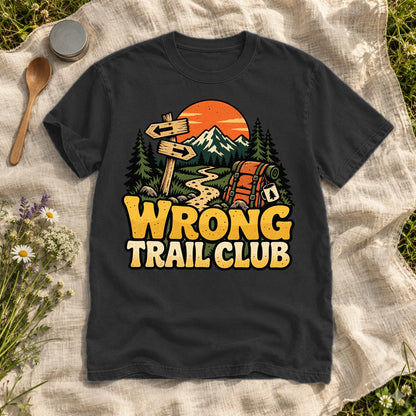 Wrong Trail Club Graphic Tee on Black Premium Tee