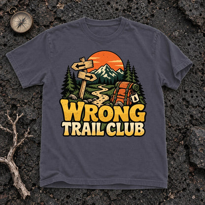 Wrong Trail Club Graphic Tee on Navy Premium Tee