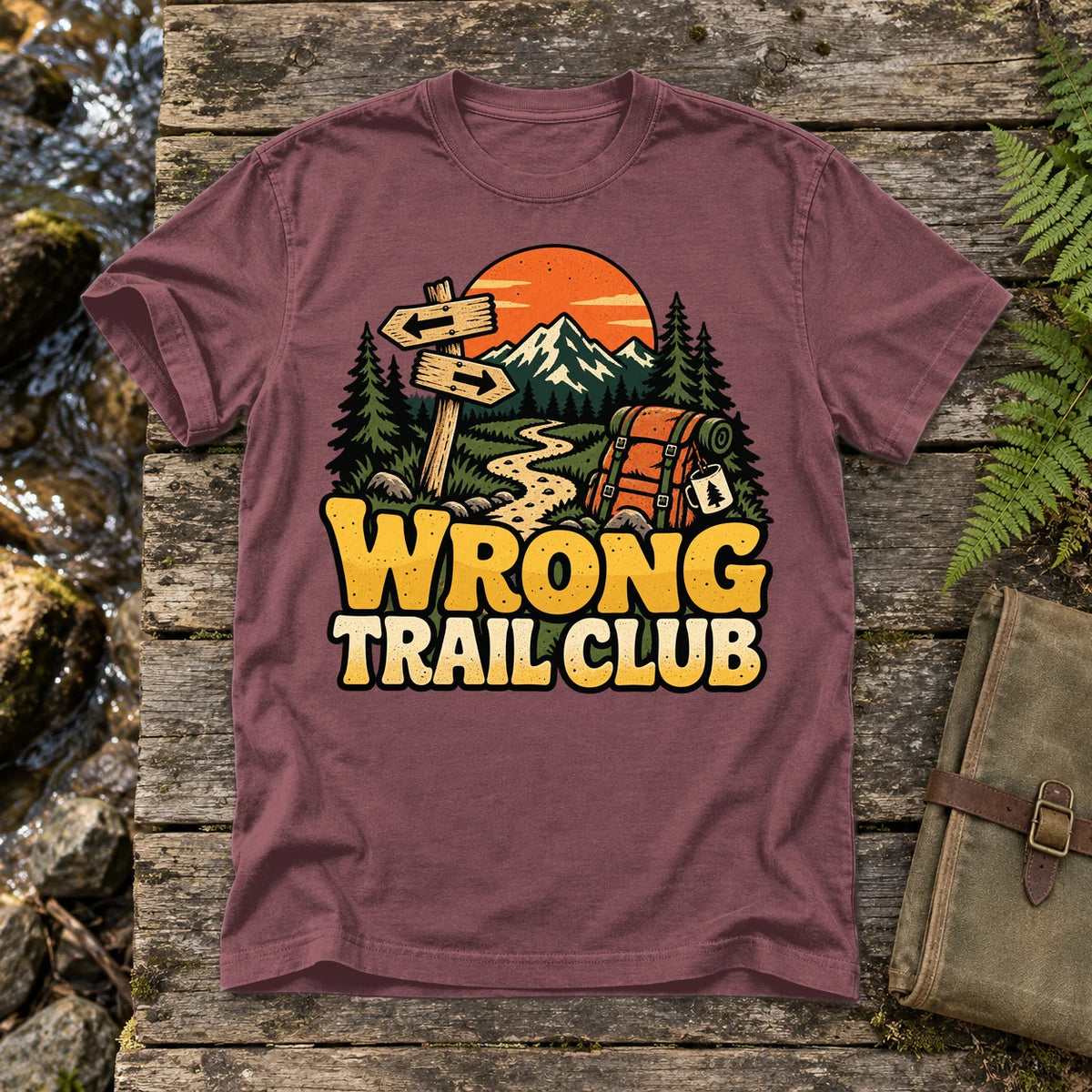 Wrong Trail Club Graphic Tee on Brick Premium Tee