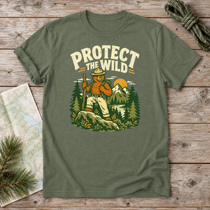 Protect The Wild Ranger Bear Graphic Tee on Military Green Everyday Soft Tee