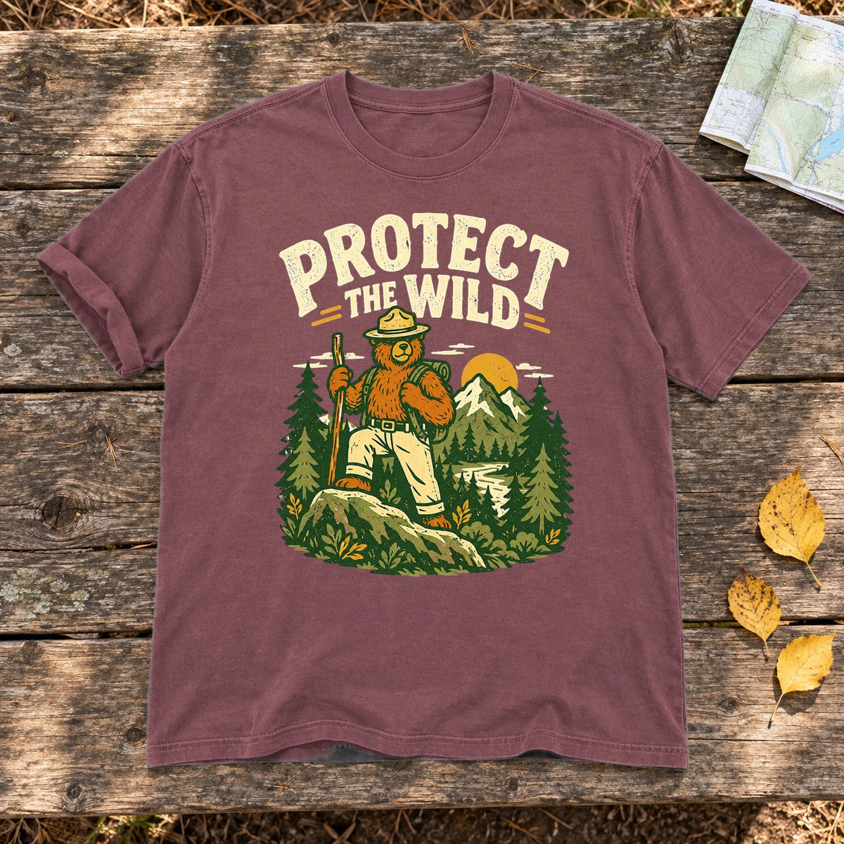 Protect The Wild Ranger Bear Graphic Tee on Brick Premium Tee