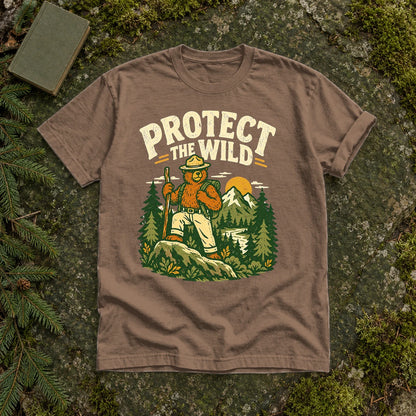 Protect The Wild Ranger Bear Graphic Tee on Espresso Premium Tee