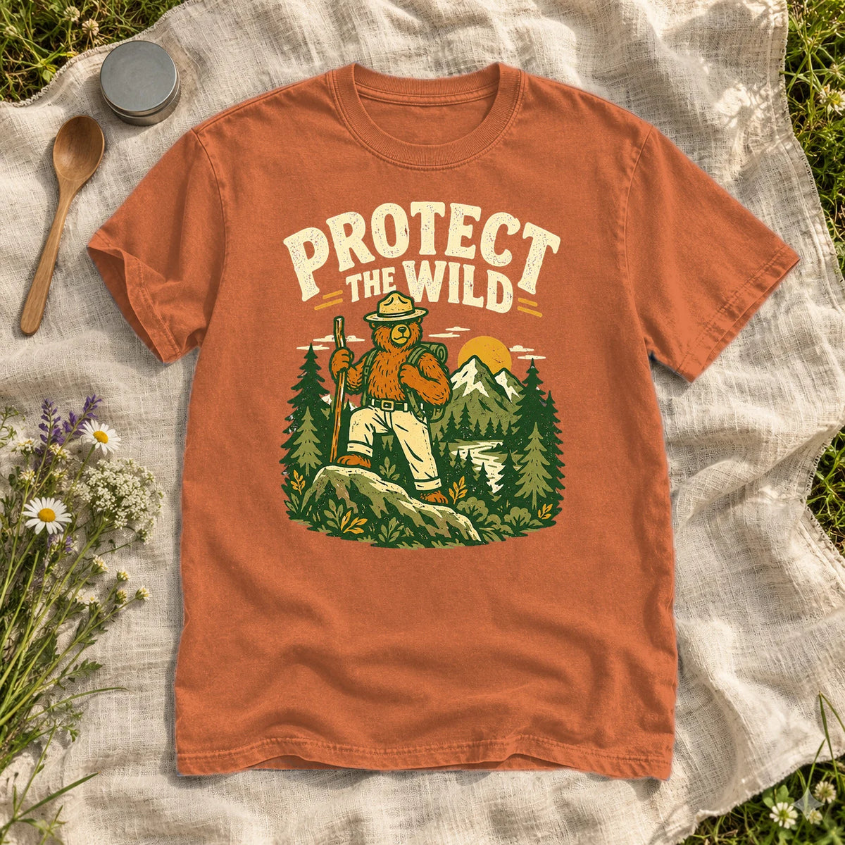 Protect The Wild Ranger Bear Graphic Tee on Yam Premium Tee