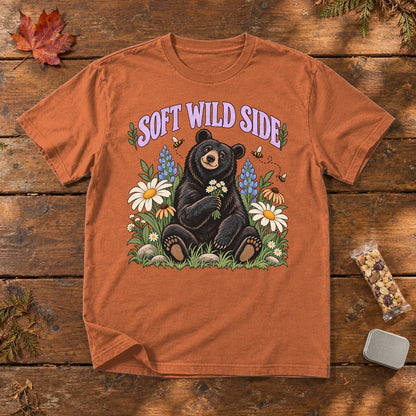 Soft Wild Side Floral Bear Graphic Tee on Yam Premium Tee