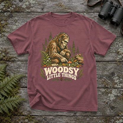 Woodsy Little Things Bigfoot Graphic Tee on Brick Premium Tee