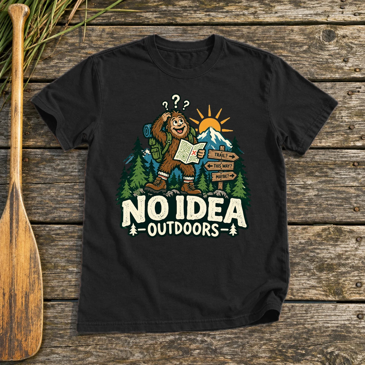 No Idea Outdoors Bigfoot Graphic Tee on Black Everyday Soft Tee