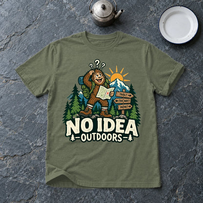 No Idea Outdoors Bigfoot Graphic Tee on Military Green Everyday Soft Tee