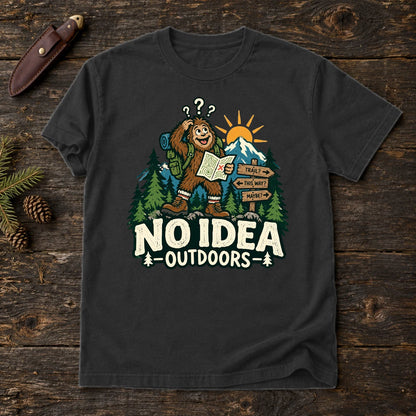 No Idea Outdoors Bigfoot Graphic Tee on Black Premium Tee