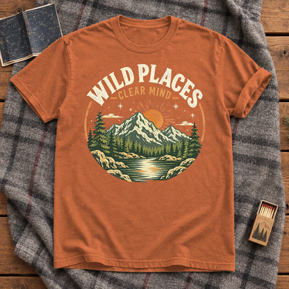 Wild Places Clear Mind Mountain Graphic Tee on Yam Premium Tee