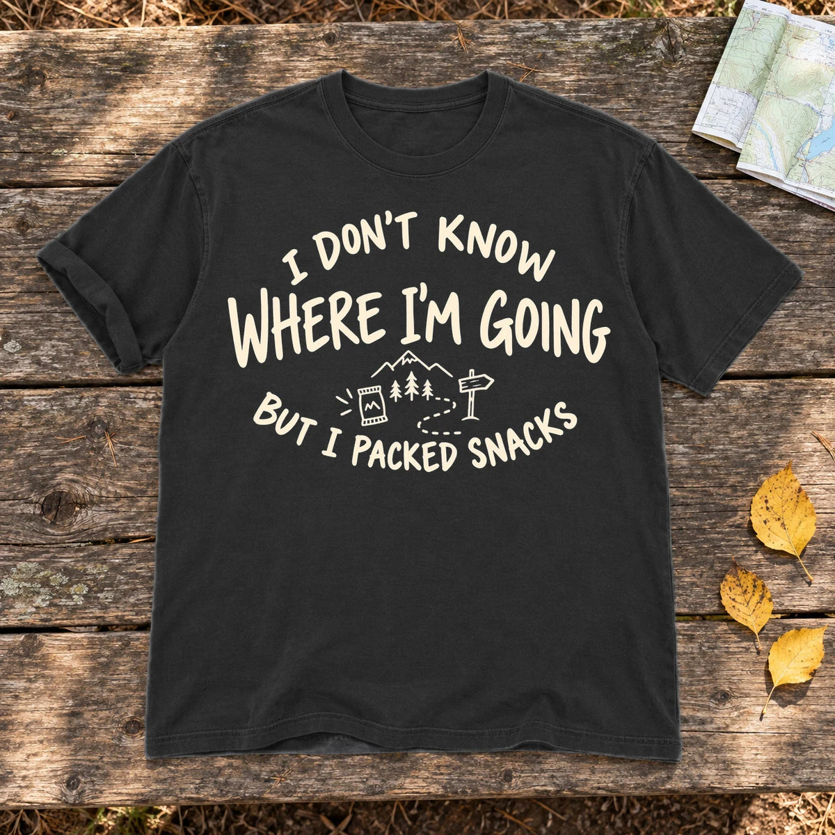 Packed Snacks Adventure Graphic Tee on Black Premium Tee