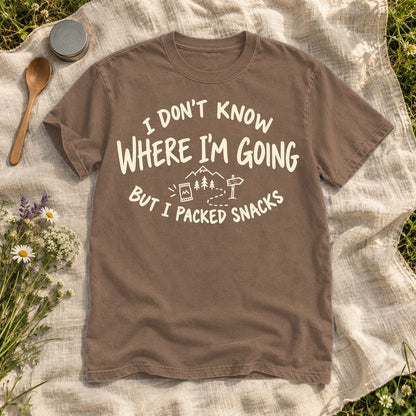 Packed Snacks Adventure Graphic Tee on Espresso Premium Tee