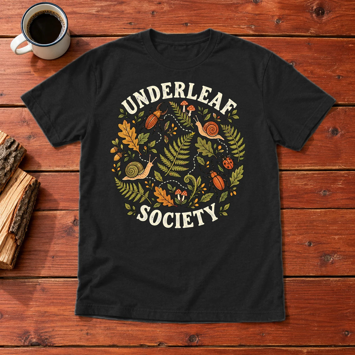 Underleaf Society Botanical Graphic Tee on Black Everyday Soft Tee