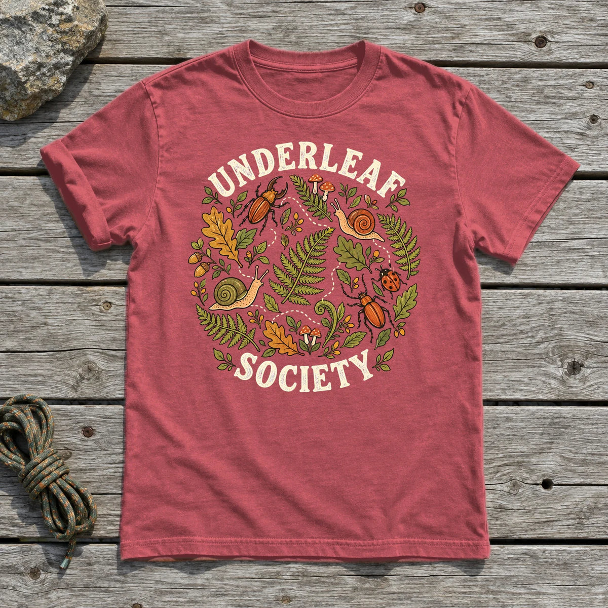 Underleaf Society Botanical Graphic Tee on Heather Red Everyday Soft Tee