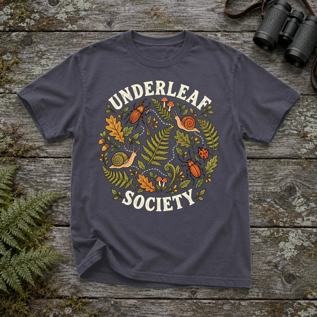 Underleaf Society Botanical Graphic Tee on Navy Premium Tee