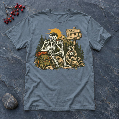 Better Views Skeleton Graphic Tee on Heather Indigo Everyday Soft Tee