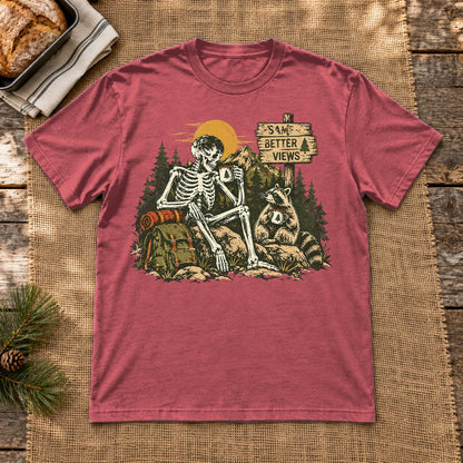 Better Views Skeleton Graphic Tee on Heather Red Everyday Soft Tee