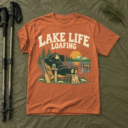 Lake Life Loafing Bear Graphic Tee on Yam Premium Tee
