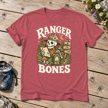 Ranger Bones Vintage Trail Graphic Tee on Heather Red Everyday Soft Tee