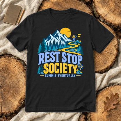 Rest Stop Society Graphic Tee on Black Everyday Soft Tee