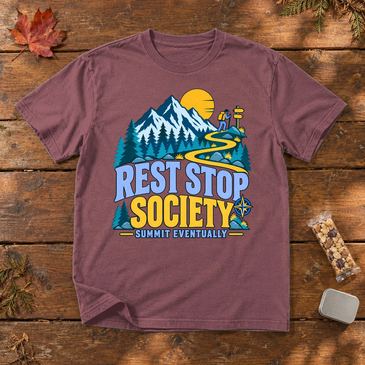 Rest Stop Society Graphic Tee on Brick Premium Tee