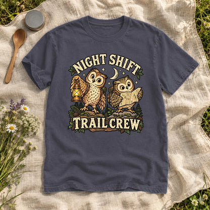 Night Shift Trail Crew Graphic Tee on Navy Premium Tee