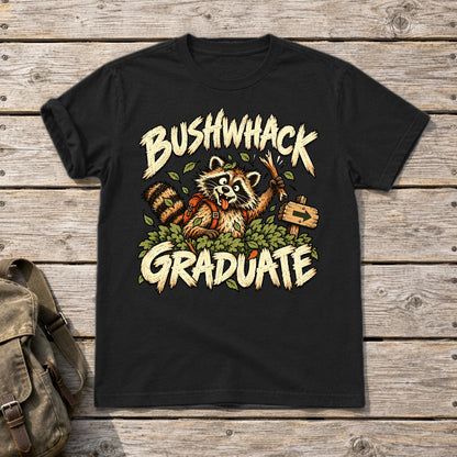 Bushwhack Graduate Raccoon Graphic Tee on Black Everyday Soft Tee