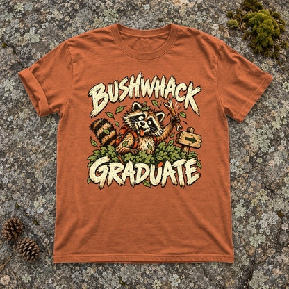 Bushwhack Graduate Raccoon Graphic Tee on Yam Premium Tee