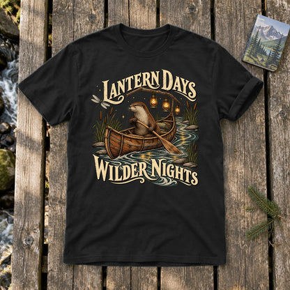 Lantern Days Wilder Nights Otter Graphic Tee on Black Everyday Soft Tee