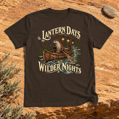 Lantern Days Wilder Nights Otter Graphic Tee on Dark Chocolate Everyday Soft Tee
