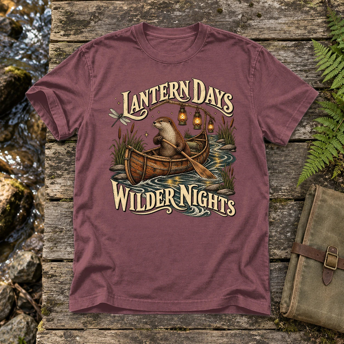 Lantern Days Wilder Nights Otter Graphic Tee on Brick Premium Tee