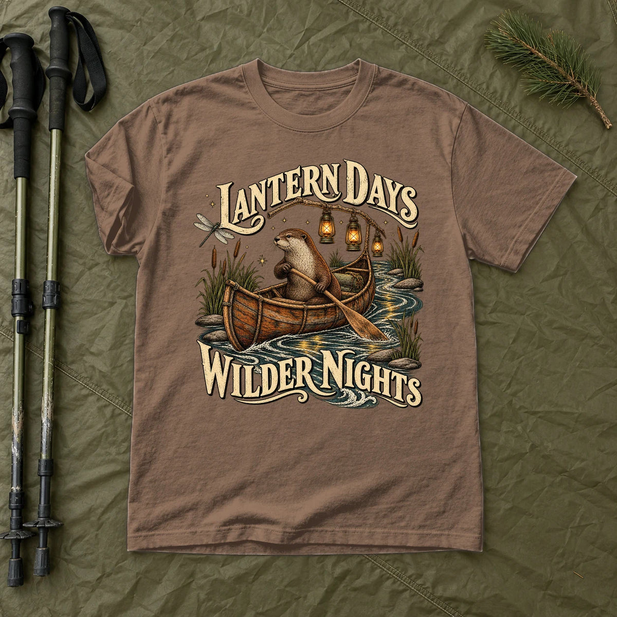 Lantern Days Wilder Nights Otter Graphic Tee on Espresso Premium Tee